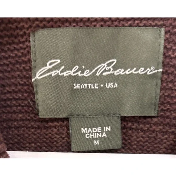 Eddie Bauer Ribbed Knit Sweater Mens Medium 1/4‎ Button Seattle Washington - Picture 2 of 3